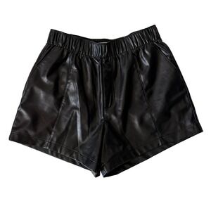 Abercrombie & Fitch Black Faux Leather Bermuda Shorts